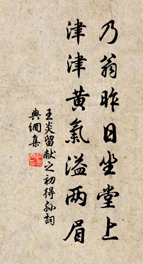 王炎乃翁昨日坐堂上，津津黄气溢两眉书法作品欣赏