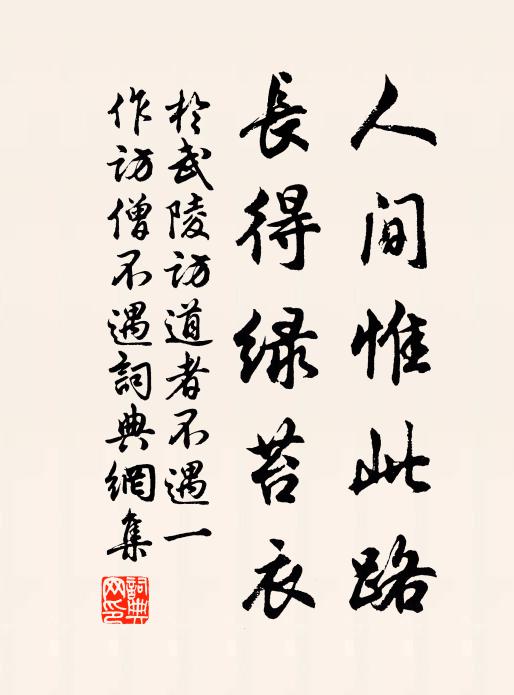 于武陵人间惟此路，长得绿苔衣书法作品欣赏