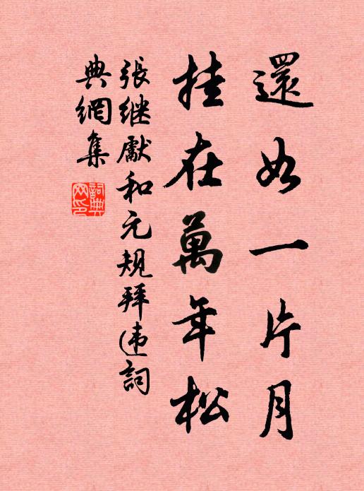 张继先还如一片月，挂在万年松书法作品欣赏