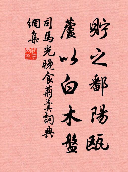 司马光貯之鄱阳瓯，芦以白木盘书法作品欣赏