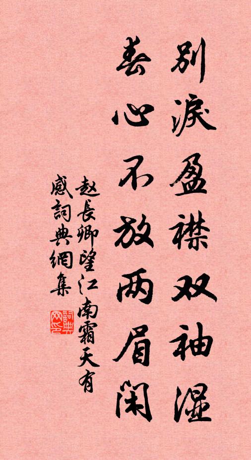 赵长卿别泪盈襟双袖湿，春心不放两眉闲书法作品欣赏
