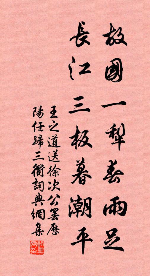 王之道故国一犁春雨足，长江三板暮潮平书法作品欣赏