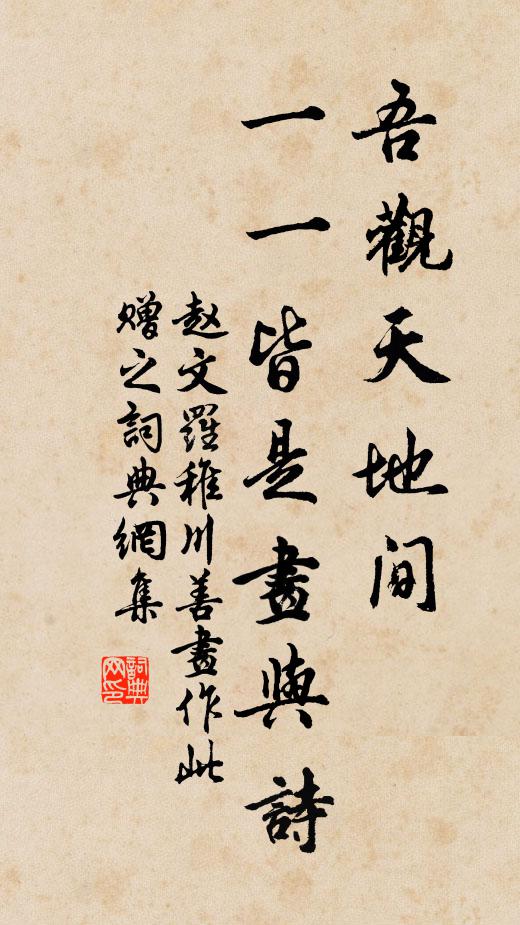 赵文吾观天地间，一一皆是画与诗书法作品欣赏