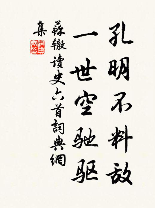苏辙孔明不料敌，一世空驰驱书法作品欣赏