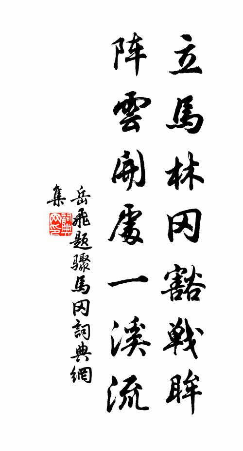 岳飞立马林冈豁战眸，阵云开处一溪流书法作品欣赏