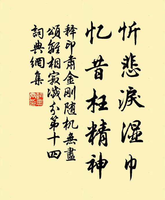 释印肃忻悲泪湿巾，忆昔枉精神书法作品欣赏