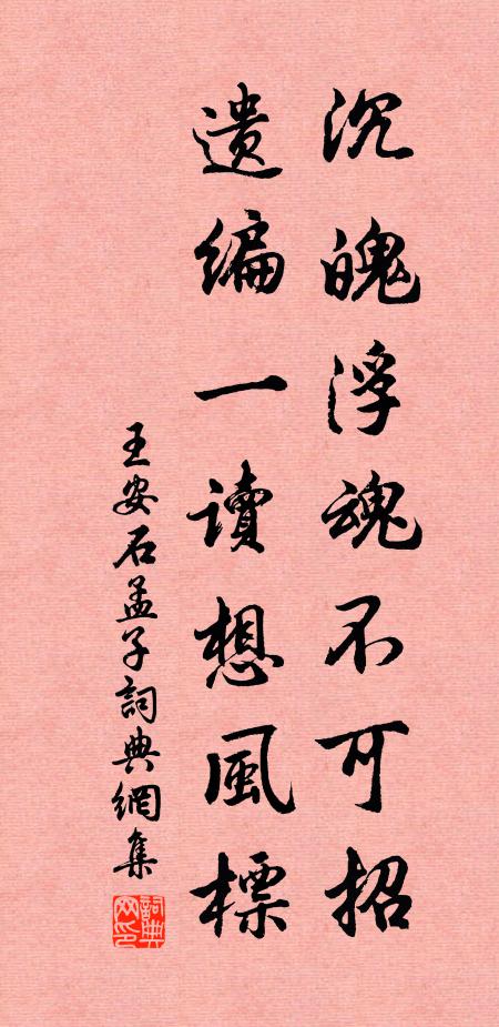 王安石沉魄浮魂不可招，遗编一读想风标书法作品欣赏