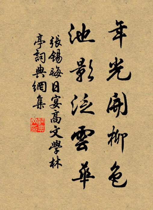张锡年光开柳色，池影泛云华书法作品欣赏