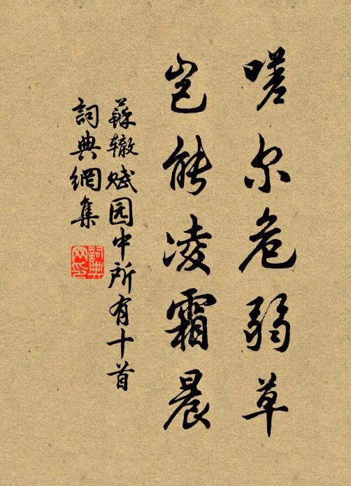 苏辙嗟尔危弱草，岂能凌霜晨书法作品欣赏