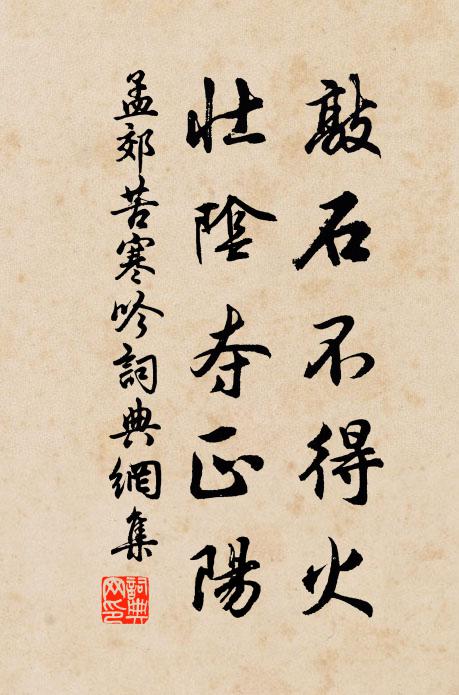 孟郊敲石不得火，壮阴夺正阳书法作品欣赏
