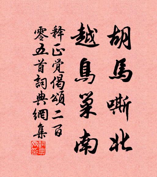 释正觉胡马嘶北，越鸟巢南书法作品欣赏