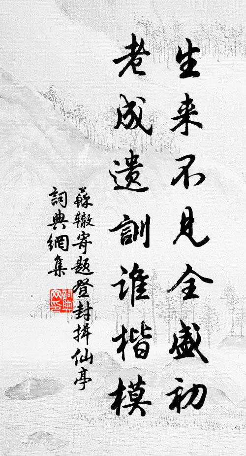 苏辙生来不见全盛初，老成遗训谁楷模书法作品欣赏