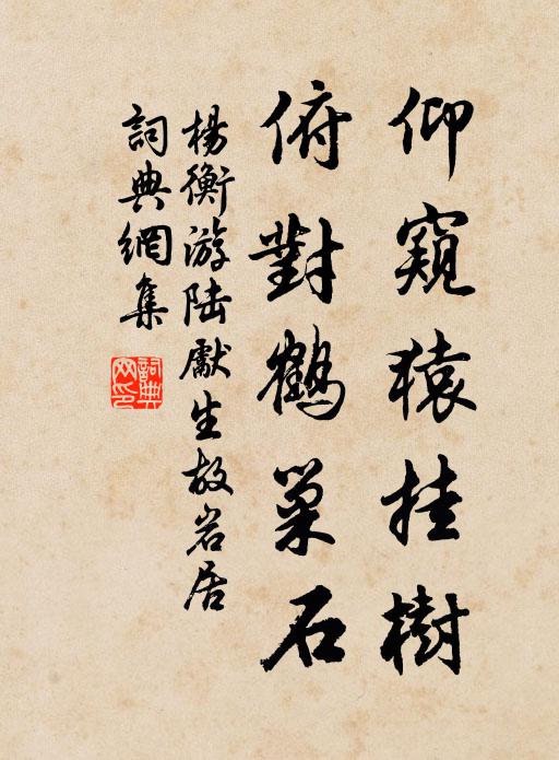 杨衡仰窥猿挂树，俯对鹤巢石书法作品欣赏