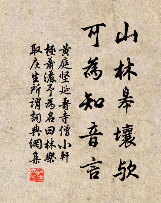 黄庭坚山林皋壤欤，可为知音言书法作品欣赏