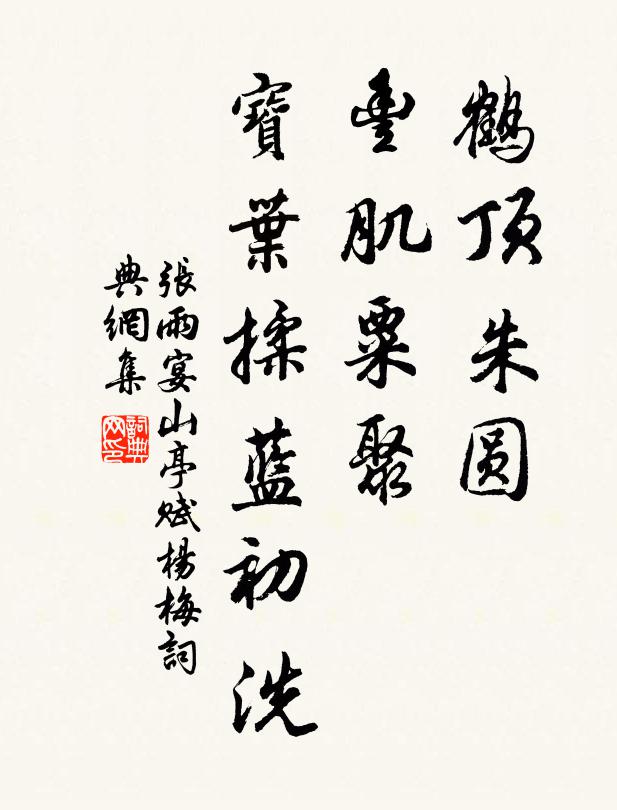张雨鹤顶朱圆，丰肌粟聚，宝叶揉蓝初洗书法作品欣赏