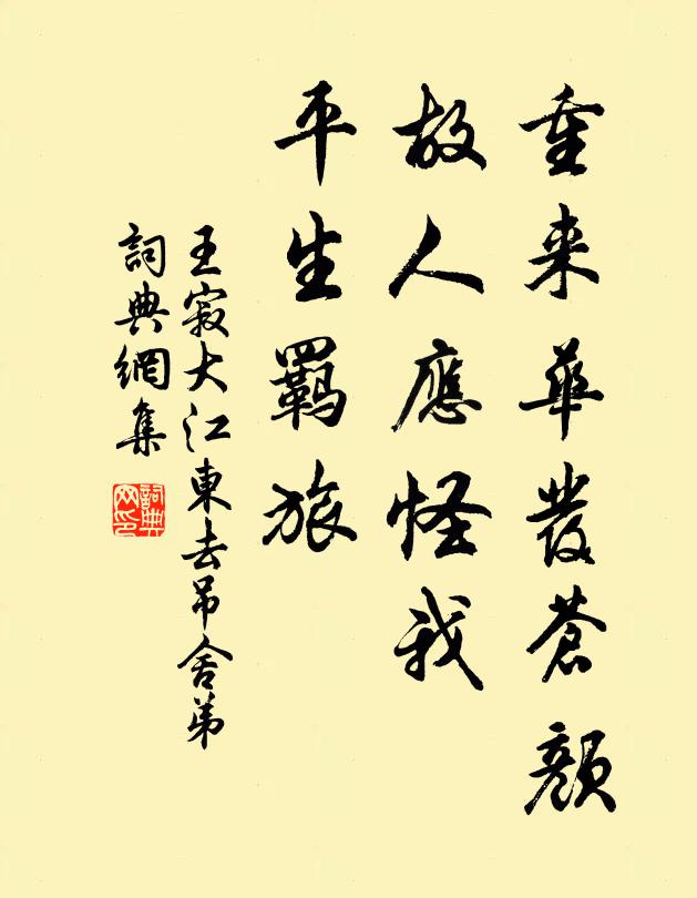 王寂重来华发苍颜，故人应怪我，平生羁旅书法作品欣赏