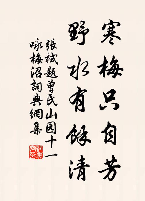 张栻寒梅只自芳，野水有余清书法作品欣赏