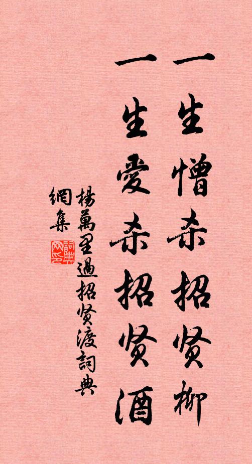 杨万里一生憎杀招贤柳，一生爱杀招贤酒书法作品欣赏