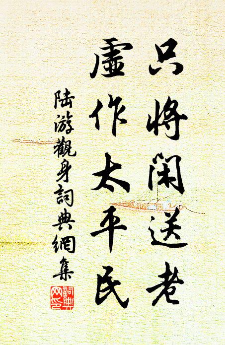 陆游只将闲送老，虚作太平民书法作品欣赏