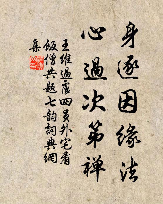 王维身逐因缘法，心过次第禅书法作品欣赏