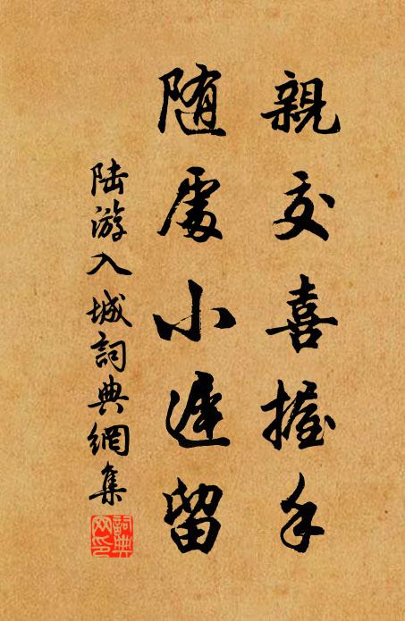 陆游亲交喜握手，随处小迟留书法作品欣赏