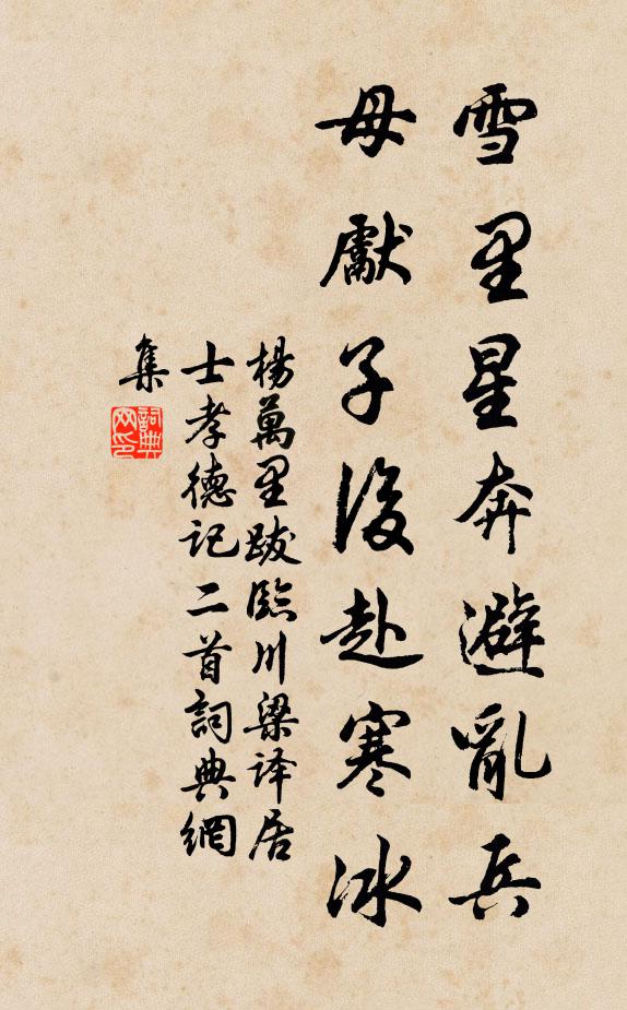 杨万里雪里星奔避乱兵，母先子后赴寒冰书法作品欣赏