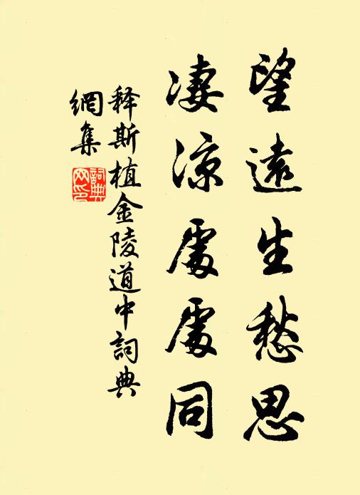 释斯植望远生愁思，凄凉处处同书法作品欣赏