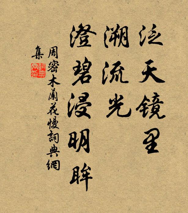 周密泛天镜里，溯流光、澄碧浸明眸书法作品欣赏
