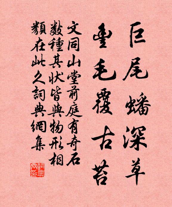 文同巨尾蟠深草，丰毛覆古苔书法作品欣赏