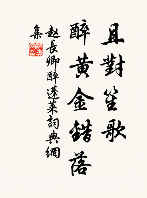 赵长卿且对笙歌，醉黄金错落书法作品欣赏
