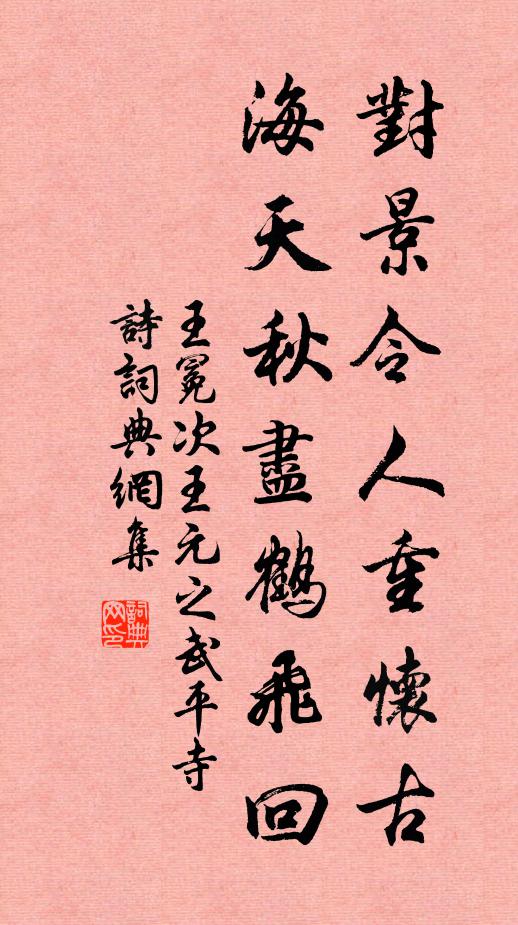 王冕对景令人重怀古，海天秋尽鹤飞回书法作品欣赏