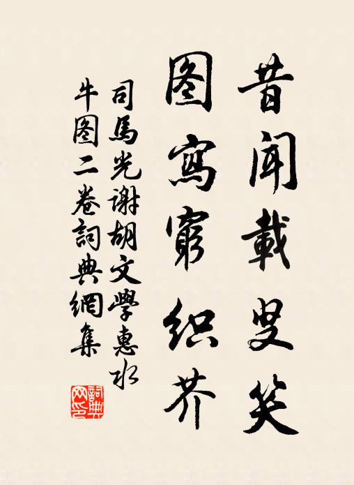 司马光昔闻载叟笑，图写穷织芥书法作品欣赏