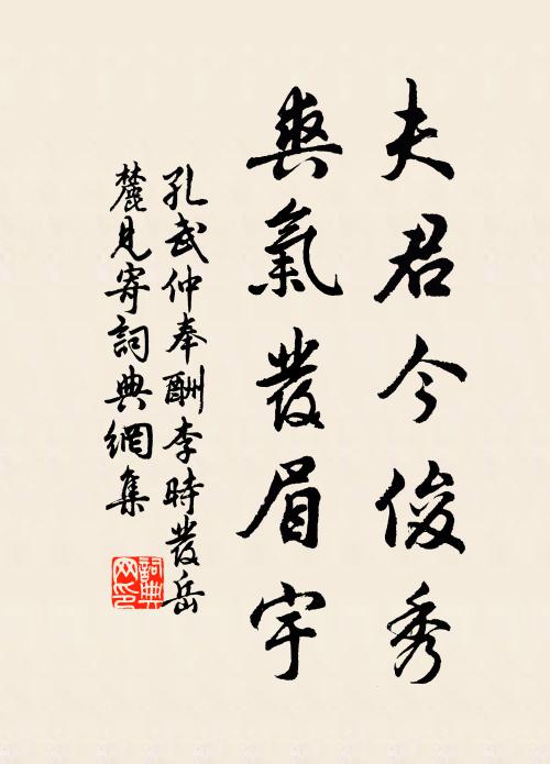 孔武仲夫君今俊秀,爽气发眉宇书法作品欣赏