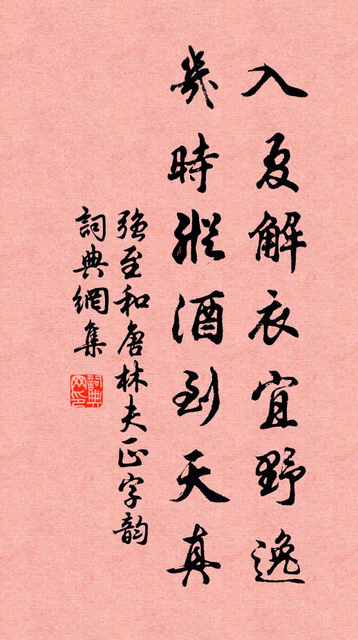 强至入夏解衣宜野逸，几时纵酒到天真书法作品欣赏