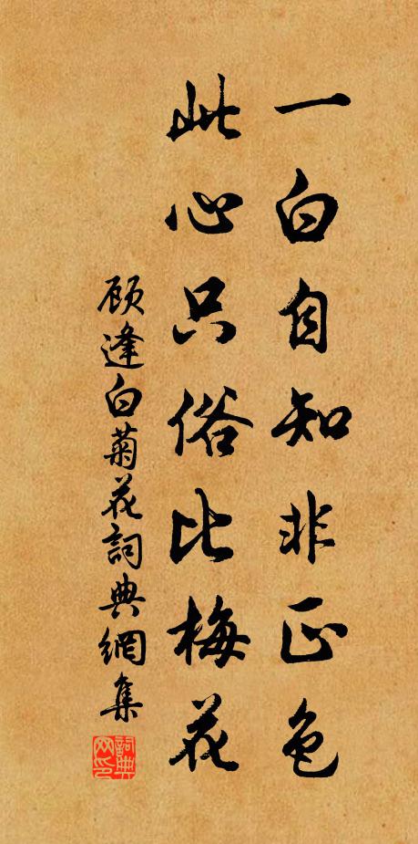 顾逢一白自知非正色，此心只俗比梅花书法作品欣赏