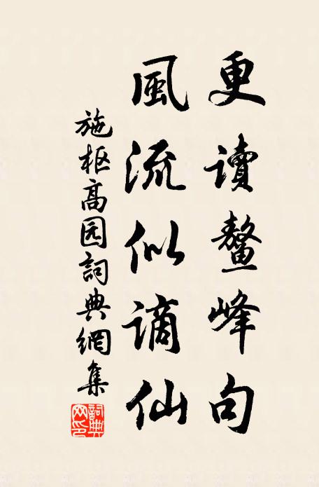 施枢更读鳌峰句，风流似谪仙书法作品欣赏