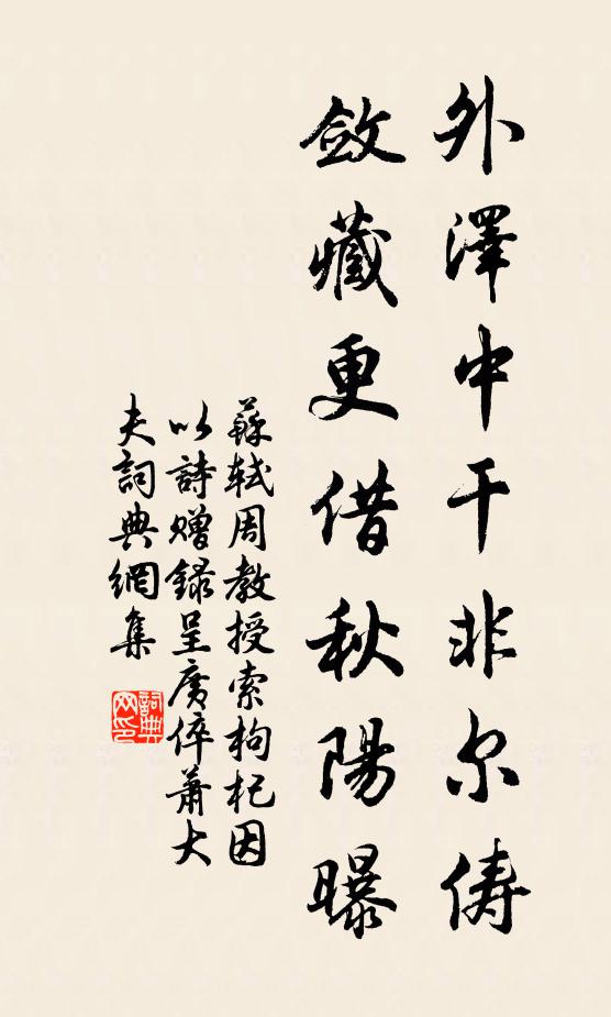苏轼外泽中干非尔俦，敛藏更借秋阳曝书法作品欣赏