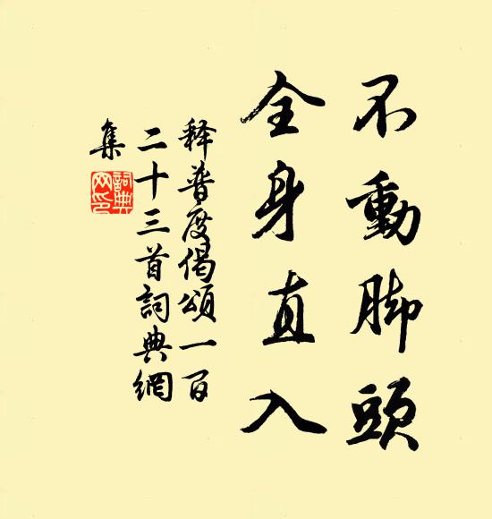 释普度不动脚头，全身直入书法作品欣赏