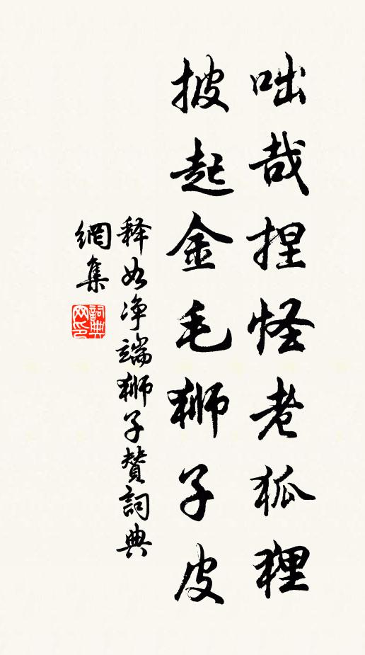 释如净咄哉捏怪老狐狸，披起金毛狮子皮书法作品欣赏
