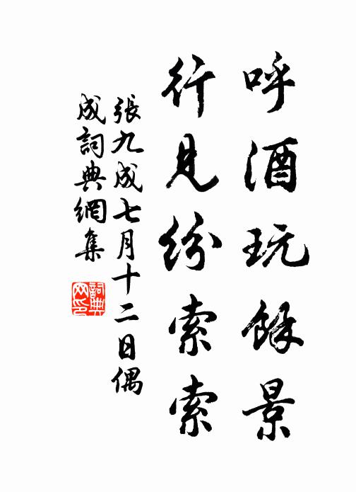 张九成呼酒玩余景，行见纷索索书法作品欣赏
