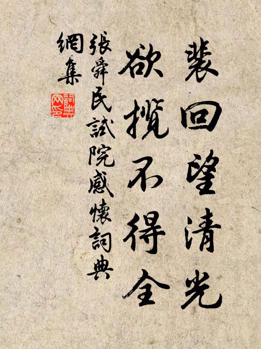 张舜民裴回望清光，欲揽不得全书法作品欣赏