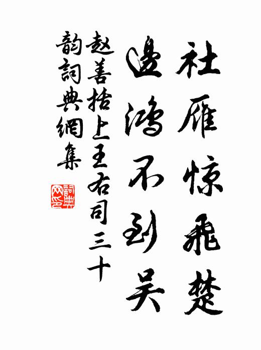 赵善括社雁惊飞楚,边鸿不到吴书法作品欣赏