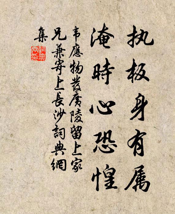 韦应物执板身有属，淹时心恐惶书法作品欣赏