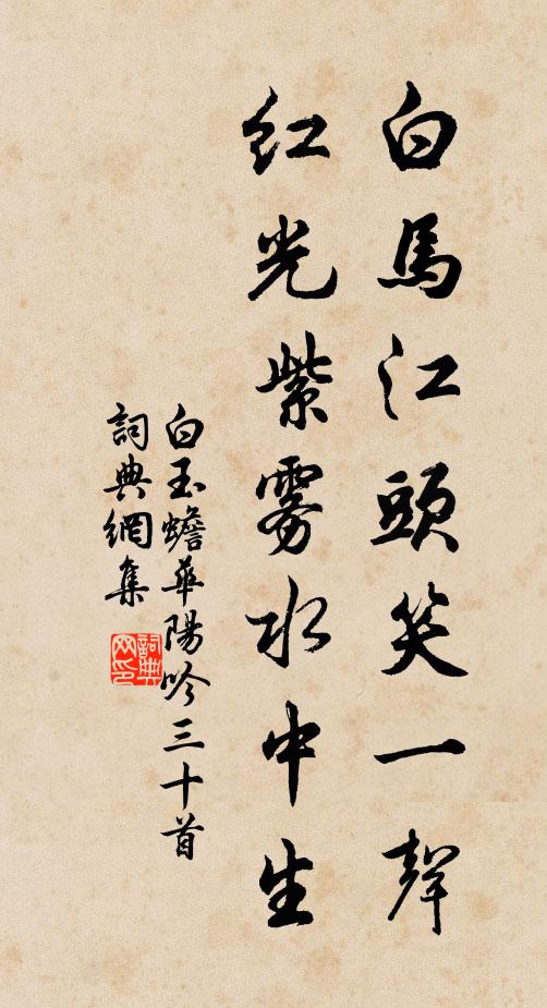 白玉蟾白马江头笑一声，红光紫雾水中生书法作品欣赏