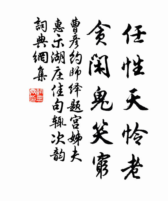 曹彦约任性天怜老，贪闲鬼笑穷书法作品欣赏