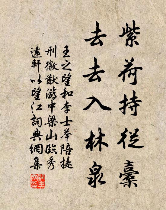 王之望紫荷持从橐，去去入林泉书法作品欣赏