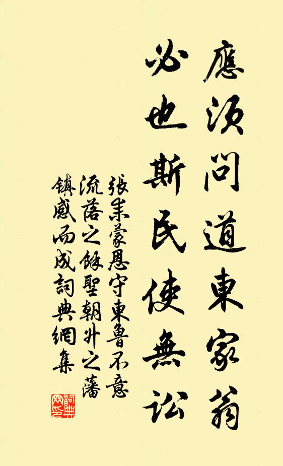 张耒应须问道东家翁，必也斯民使无讼书法作品欣赏
