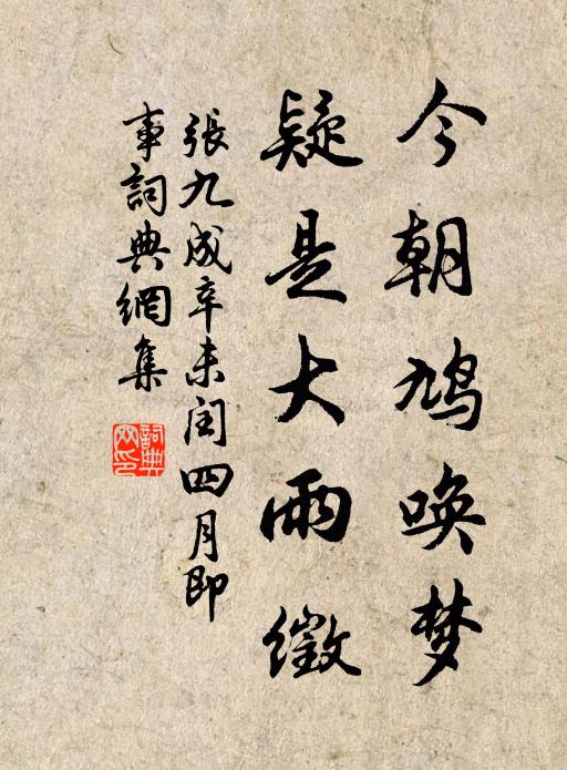 张九成今朝鸠唤梦，疑是大雨徵书法作品欣赏