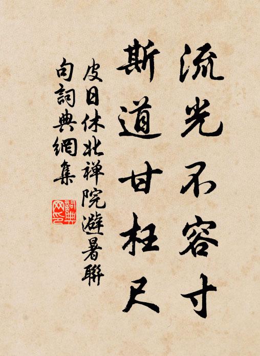 皮日休流光不容寸,斯道甘枉尺书法作品欣赏