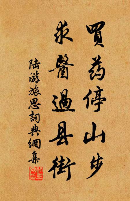 陆游买药停山步，求医过县街书法作品欣赏